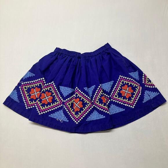 Mini Boden Embroidered Festival Skirt Girls Size 4-5 Blue 100% Cotton - Picture 1 of 11